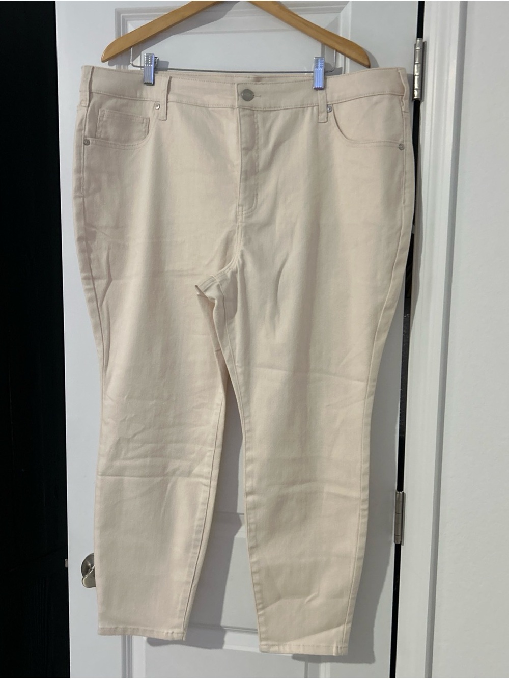 Terra & Sky Women's Plus High Rise Skinny Jeans, Ivory, NWT, Size 22w Petite